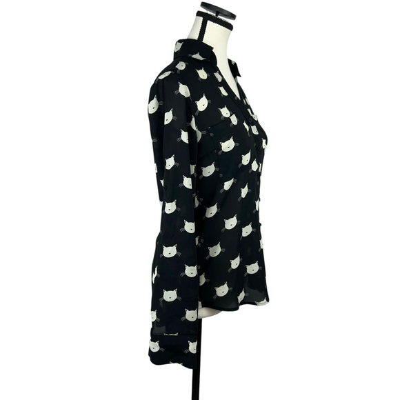 Express Portofino Cats Shirt Womens Extra Small Black - Picture 3 of 10